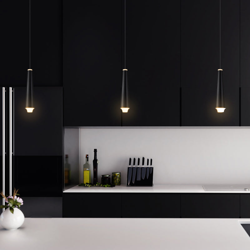 Expression VEP27110BL 5" Black Single Adjustable ETL Certified Integrated LED Pendant Light Fixture