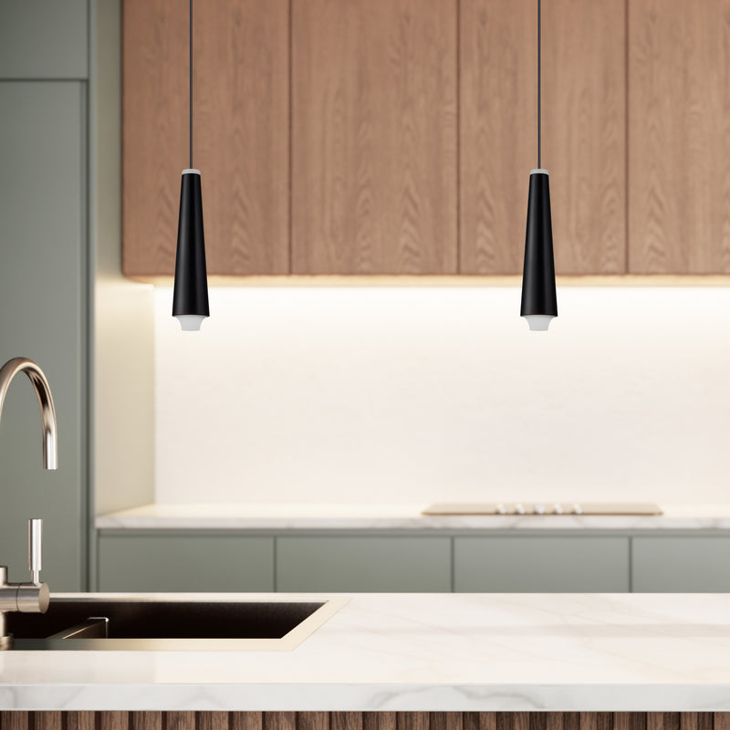 Expression VEP27110BL 5" Black Single Adjustable ETL Certified Integrated LED Pendant Light Fixture