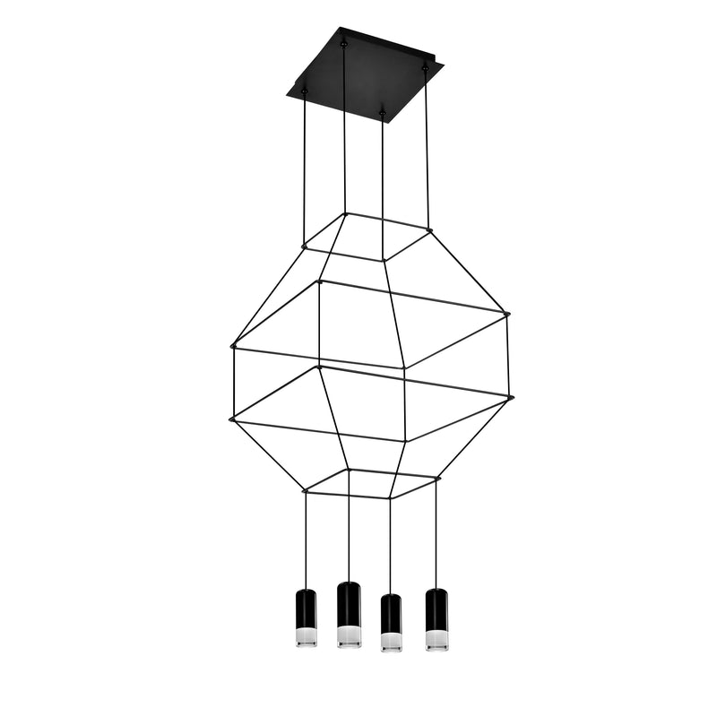 VONN Expression VEP28004BL 18" 4-Light ETL Certified Integrated LED Height Adjustable Pendant in Black