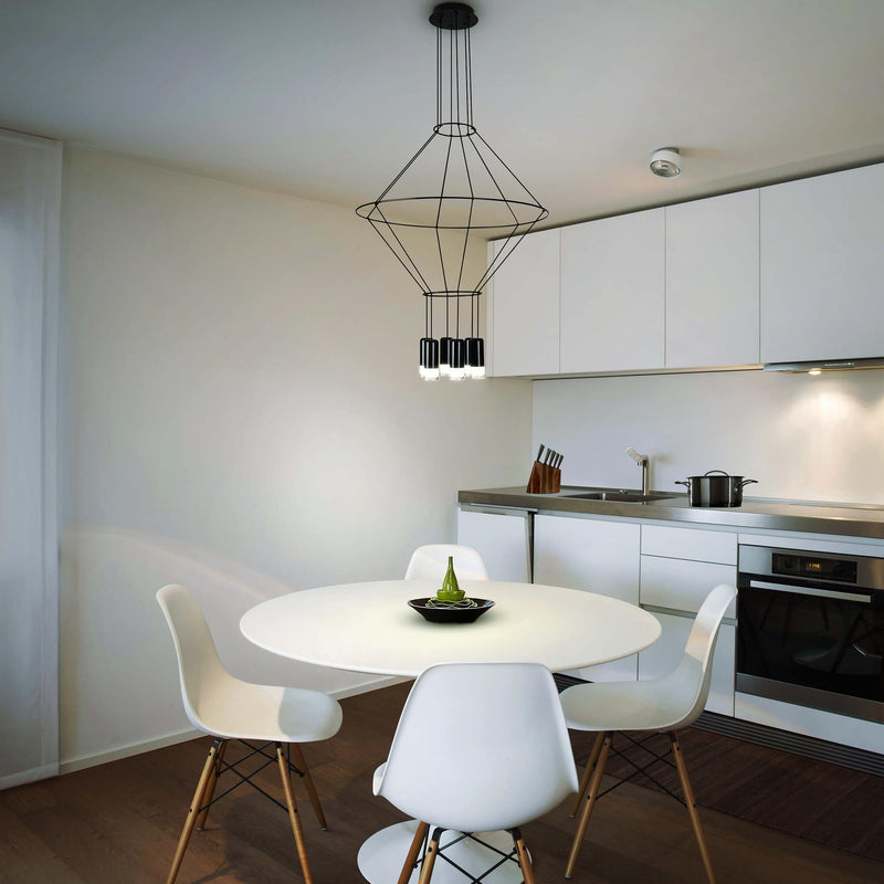 Expression VEP28206BL 24" 6-Light ETL Certified Integrated LED Height Adjustable Pendant in Black
