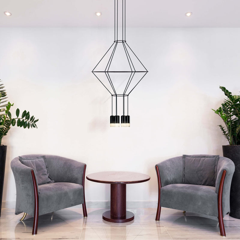 Expression VEP28206BL 24" 6-Light ETL Certified Integrated LED Height Adjustable Pendant in Black