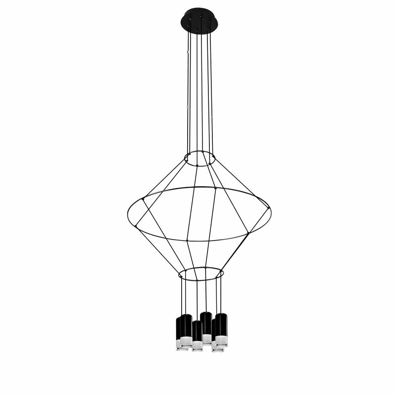 Expression VEP28206BL 24" 6-Light ETL Certified Integrated LED Height Adjustable Pendant in Black