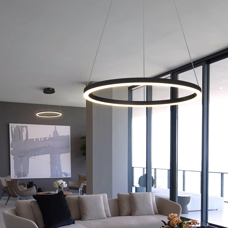 Tania VMC31640BL 24" Integrated LED ETL Certified Pendant Height Adjustable Chandelier in Black