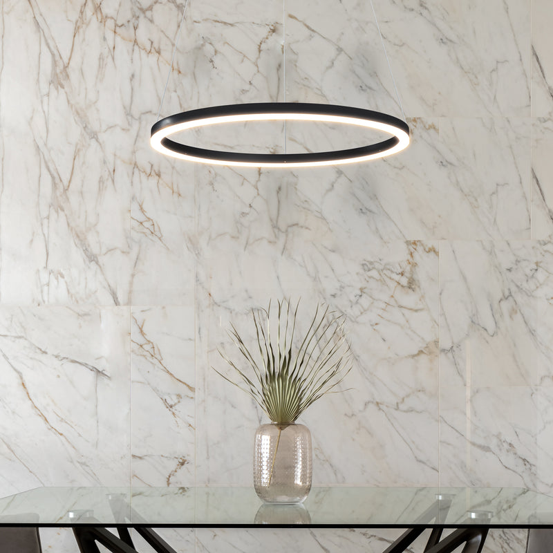Tania VMC31640BL 24" Integrated LED ETL Certified Pendant Height Adjustable Chandelier in Black