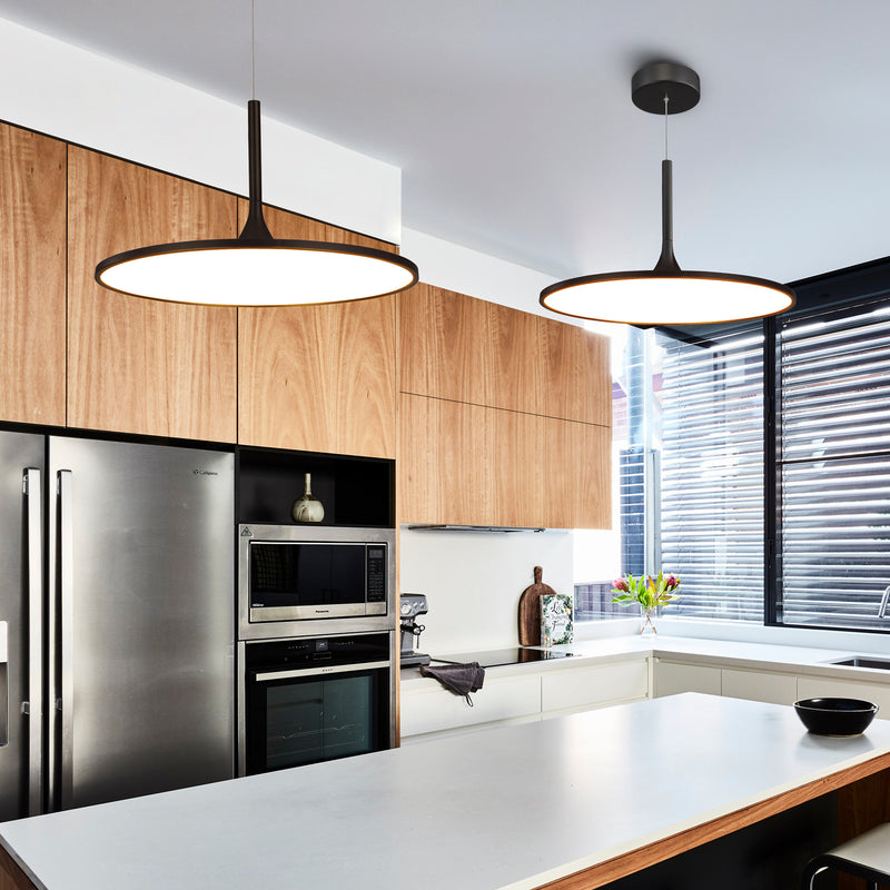 VONN Salm VMC31820BL 24" Integrated LED ETL Certified Pendant, Height Adjustable Disc Chandelier in Black