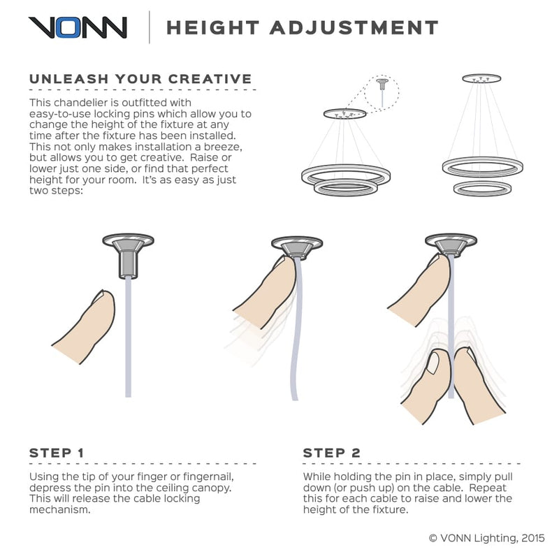 VONN Tania VMP27300AL 5" ETL Certified Integrated LED Height Adjustable Pendant Light in Silver