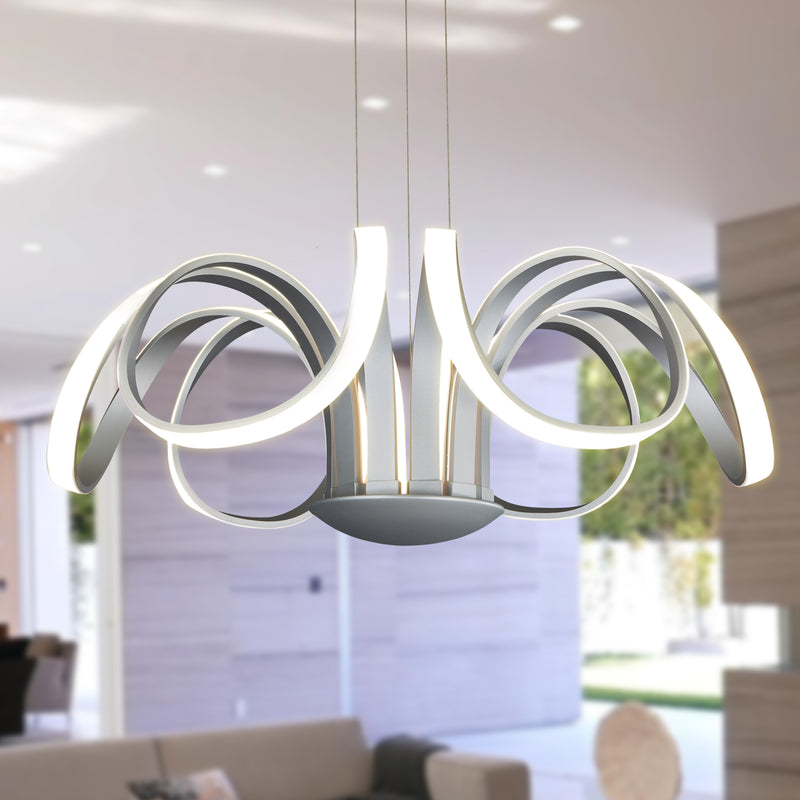VONN Capella VMC32420AL 30" Integrated LED ETL Certified Chandelier Height Adjustable Pendant in Silver