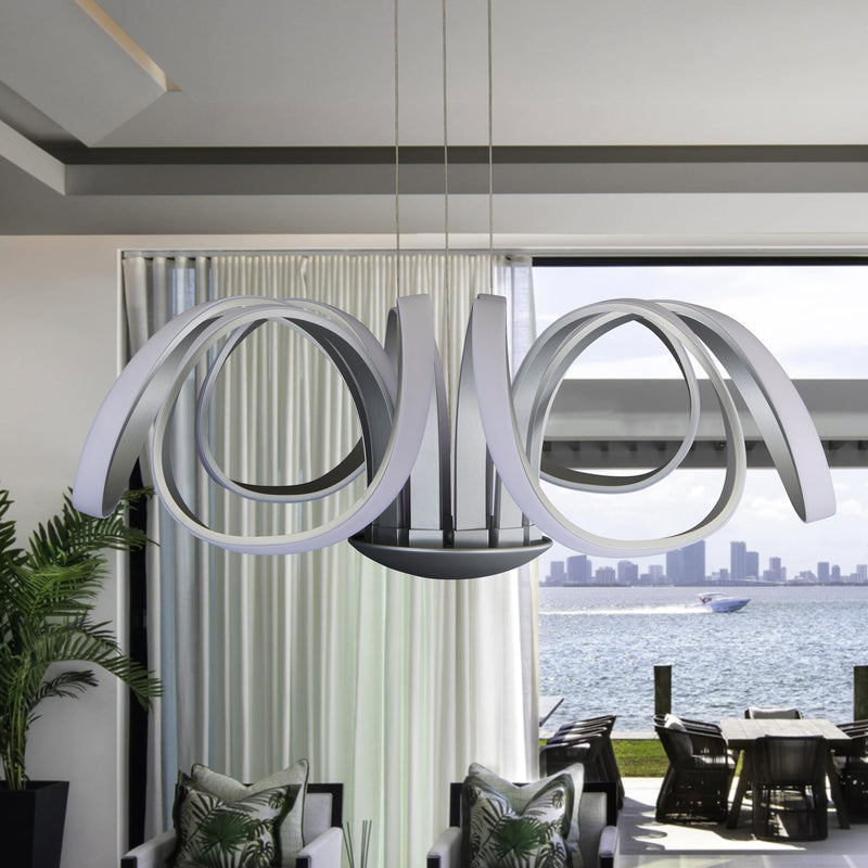 VONN Capella VMC32420AL 30" Integrated LED ETL Certified Chandelier Height Adjustable Pendant in Silver