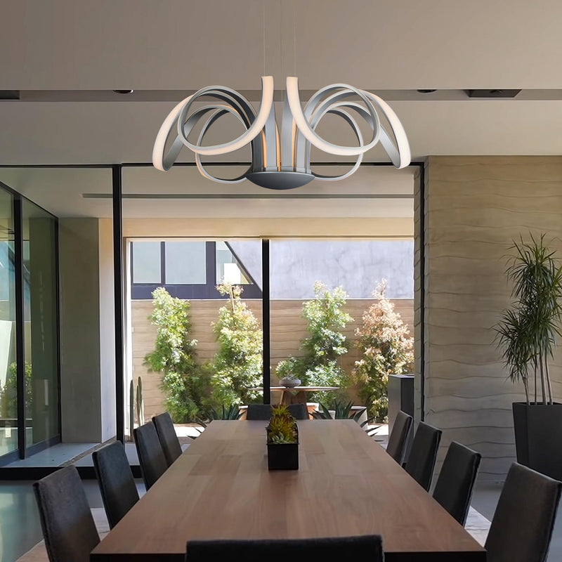 VONN Capella VMC32420AL 30" Integrated LED ETL Certified Chandelier Height Adjustable Pendant in Silver