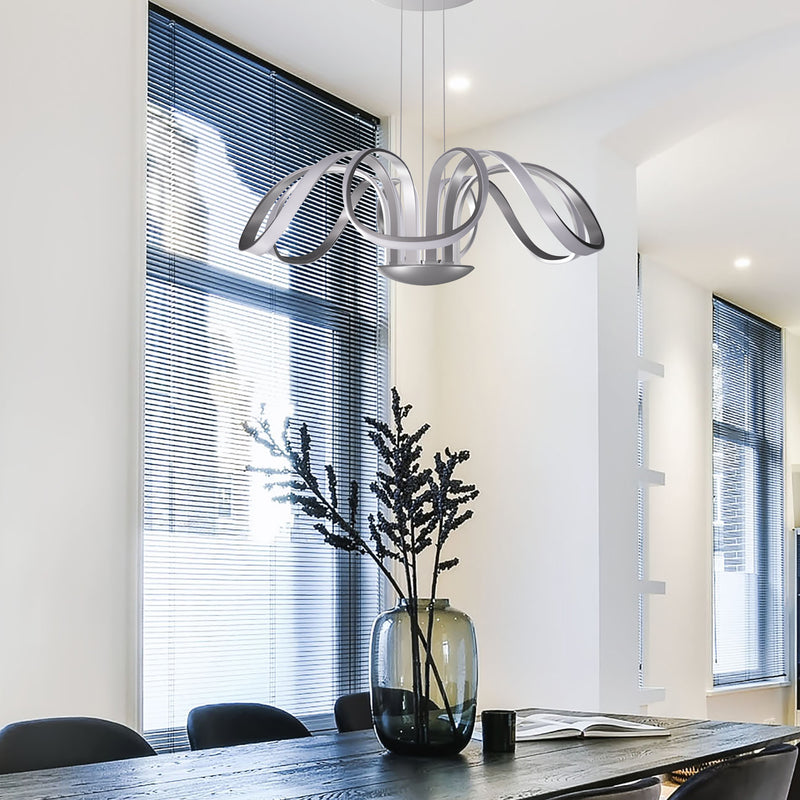 VONN Capella VMC32420AL 30" Integrated LED ETL Certified Chandelier Height Adjustable Pendant in Silver