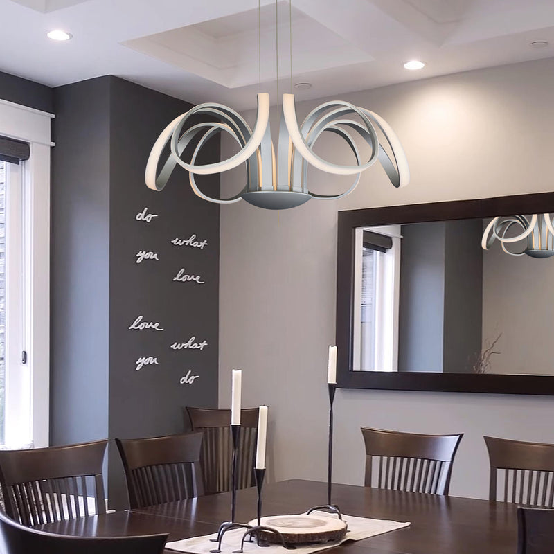 VONN Capella VMC32420AL 30" Integrated LED ETL Certified Chandelier Height Adjustable Pendant in Silver