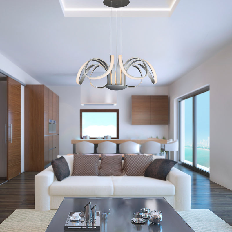 VONN Capella VMC32420AL 30" Integrated LED ETL Certified Chandelier Height Adjustable Pendant in Silver