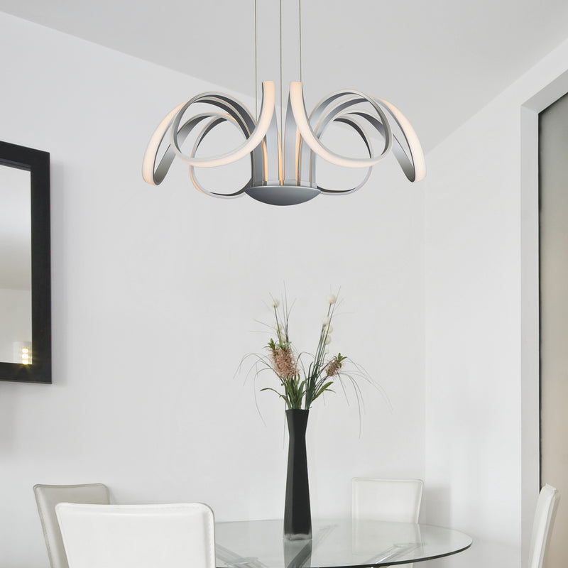 VONN Capella VMC32420AL 30" Integrated LED ETL Certified Chandelier Height Adjustable Pendant in Silver