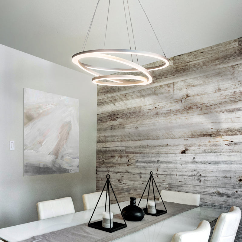 VONN Lighting VMC32500AL Tania Trio 32 Inch LED Circular Chandelier Silver