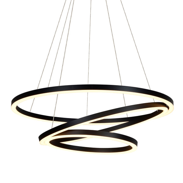 VONN Tania Trio VMC32500BL 32" Integrated LED ETL Certified Ring Chandelier Height Adjustable Black Pendant