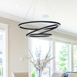 VONN Tania Trio VMC32500BL 32" Integrated LED ETL Certified Ring Chandelier Height Adjustable Black Pendant