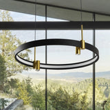 VONN Tania VMC33223BL 23" 100-277V Integrated LED ETL Certified Pendant, Height Adjustable Ring Chandelier, Black