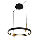 VONN Tania VMC33223BL 23" 100-277V Integrated LED ETL Certified Pendant, Height Adjustable Ring Chandelier, Black