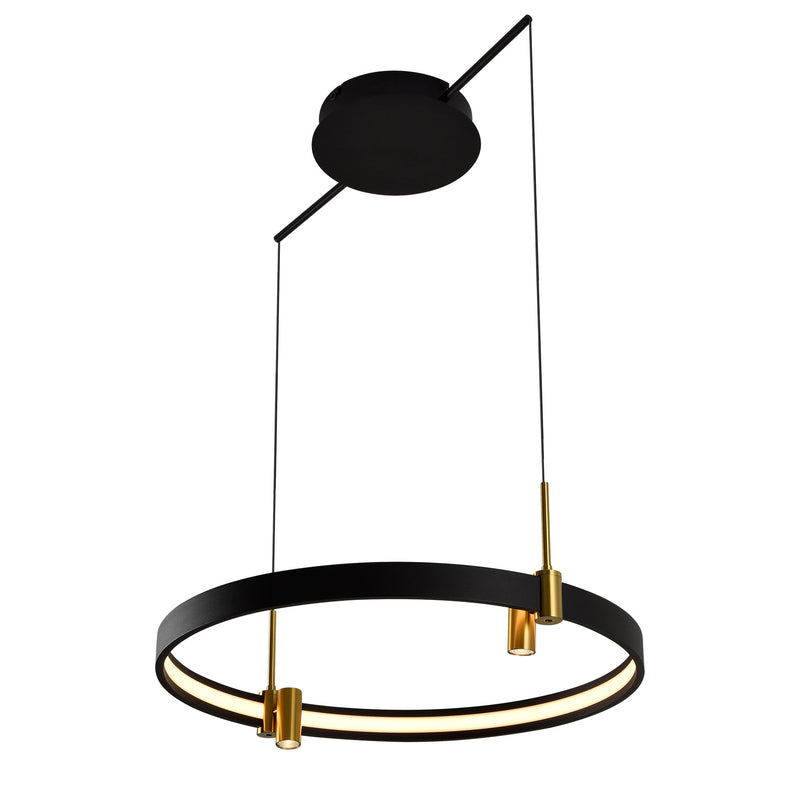 VONN Tania VMC33223BL 23" 100-277V Integrated LED ETL Certified Pendant, Height Adjustable Ring Chandelier, Black