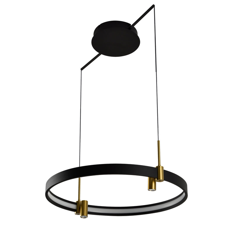 VONN Tania VMC33223BL 23" 100-277V Integrated LED ETL Certified Pendant, Height Adjustable Ring Chandelier, Black