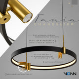 VONN Tania VMC33223BL 23" 100-277V Integrated LED ETL Certified Pendant, Height Adjustable Ring Chandelier, Black