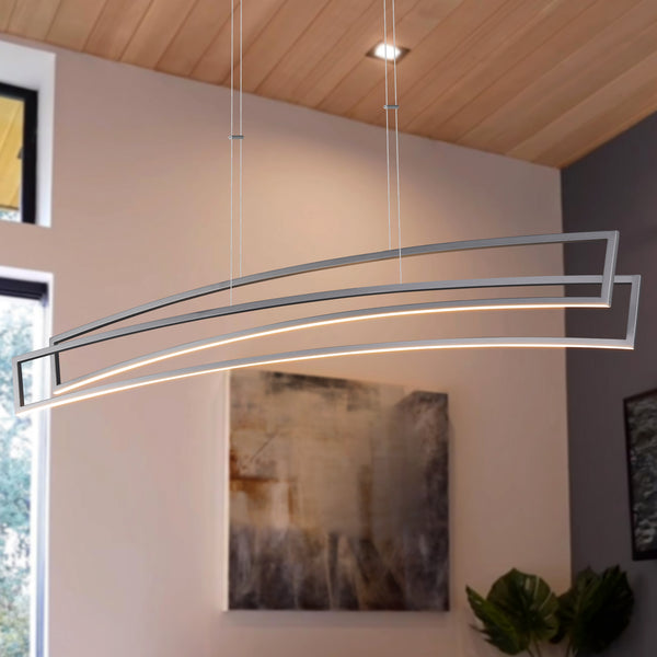 Sirius VMC33440AL 46" ETL Certified Integrated LED Pendant, Height Adjustable Chandelier in Silver