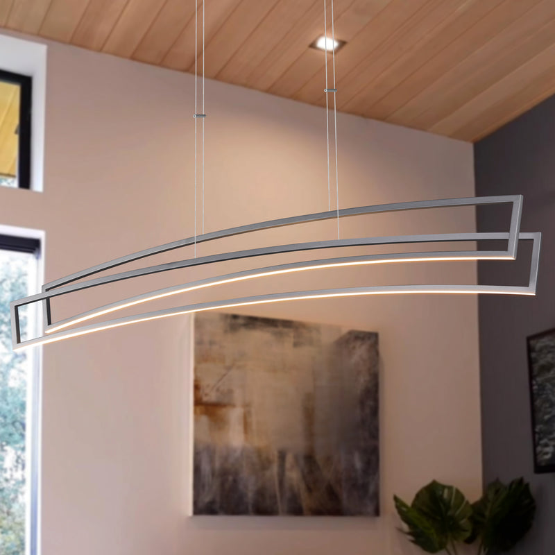 VONN Sirius VMC33440AL 46" ETL Certified Integrated LED Pendant, Height Adjustable Chandelier in Silver