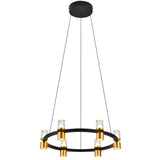 VONN Artisan Ellegi VMC34224BL 24" Integrated LED ETL Certified Pendant, Height Adjustable Chandelier, Black