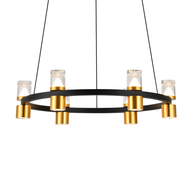 VONN Artisan Ellegi VMC34224BL 24" Integrated LED ETL Certified Pendant, Height Adjustable Chandelier, Black