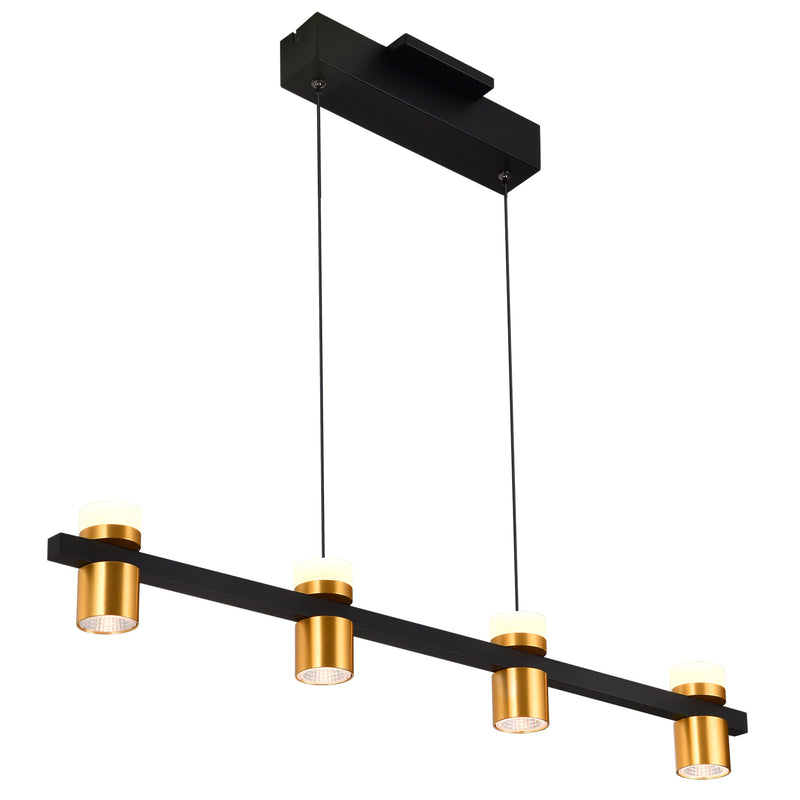 VONN Artisan Ferro VMC34334BL 34" Integrated LED ETL Certified Pendant, Height Adjustable Chandelier, Black