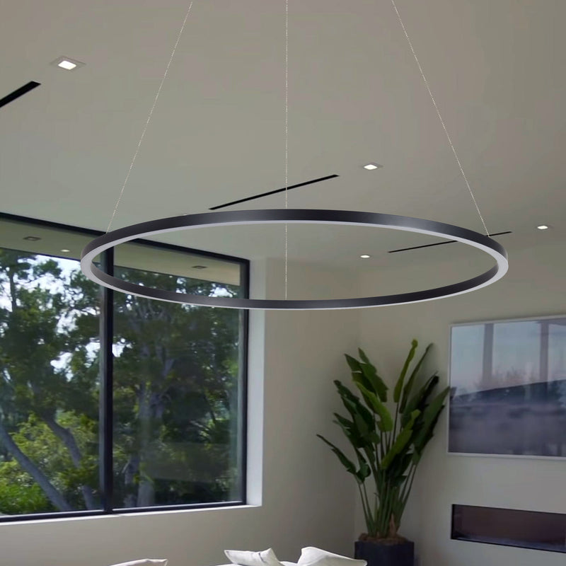 Tania VMC34911BL 39" ETL Certified Integrated LED Chandelier Height Adjustable Pendant in Black