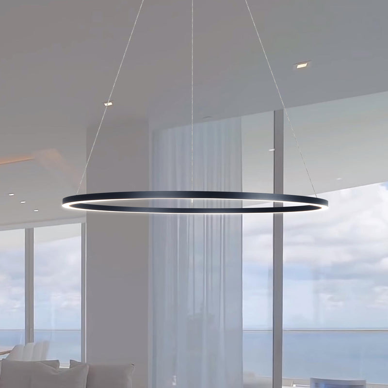 Tania VMC34911BL 39" ETL Certified Integrated LED Chandelier Height Adjustable Pendant in Black