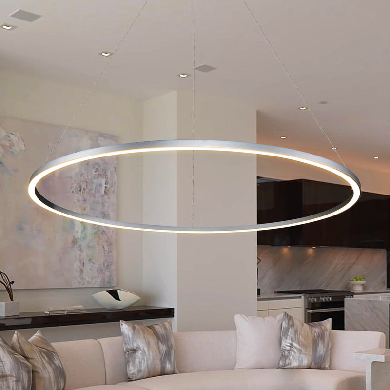 AVA LED Single Ring Pendant Light - Modern Round Shape Ceiling Light  Fixture - Coffee Brown Single Ring Pendant - Vivio Lighting
