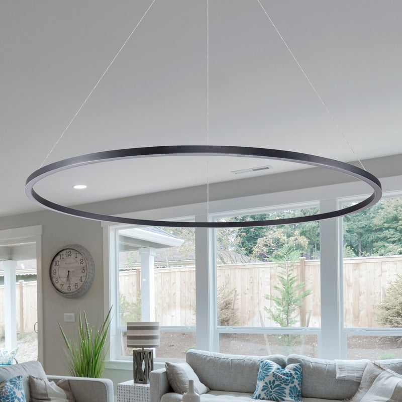 VONN Tania VMC34912BL 51" ETL Certified Integrated LED Ring Chandelier Height Adjustable Pendant in Black