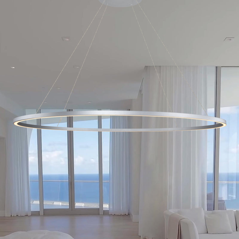 Tania VMC34960AL 60" Integrated LED ETL Certified Chandelier, Height Adjustable Pendant in Silver