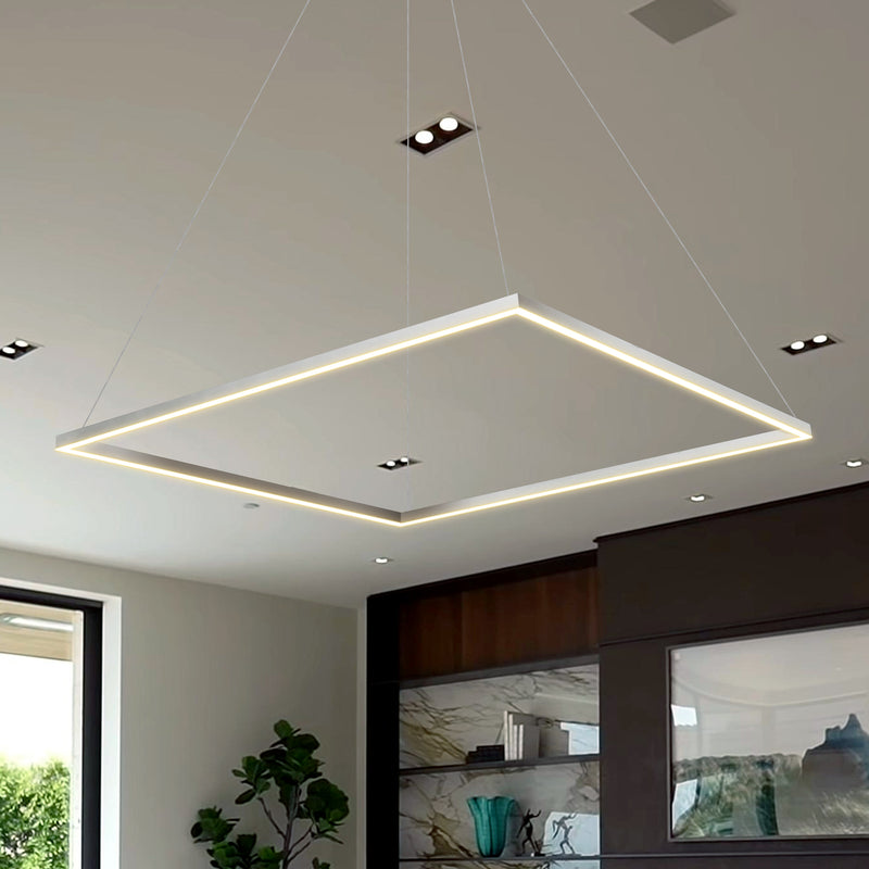 Atria VMC35511AL 39" ETL Certified Integrated LED Chandelier, Height Adjustable Pendant in Silver