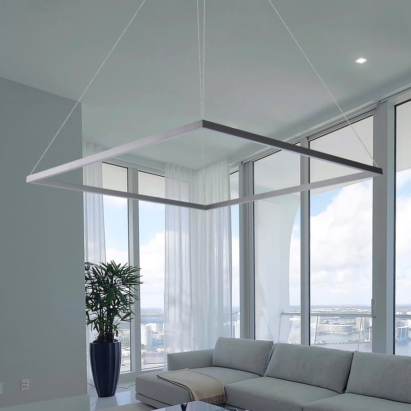 Atria VMC35511AL 39" ETL Certified Integrated LED Chandelier, Height Adjustable Pendant in Silver