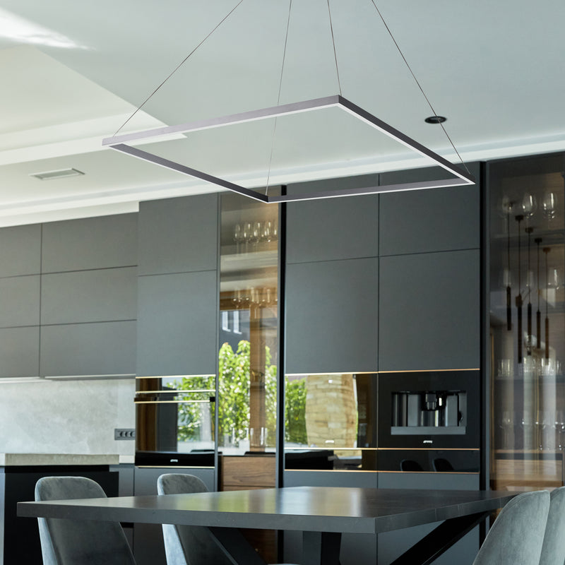 Atria VMC35511AL 39" ETL Certified Integrated LED Chandelier, Height Adjustable Pendant in Silver