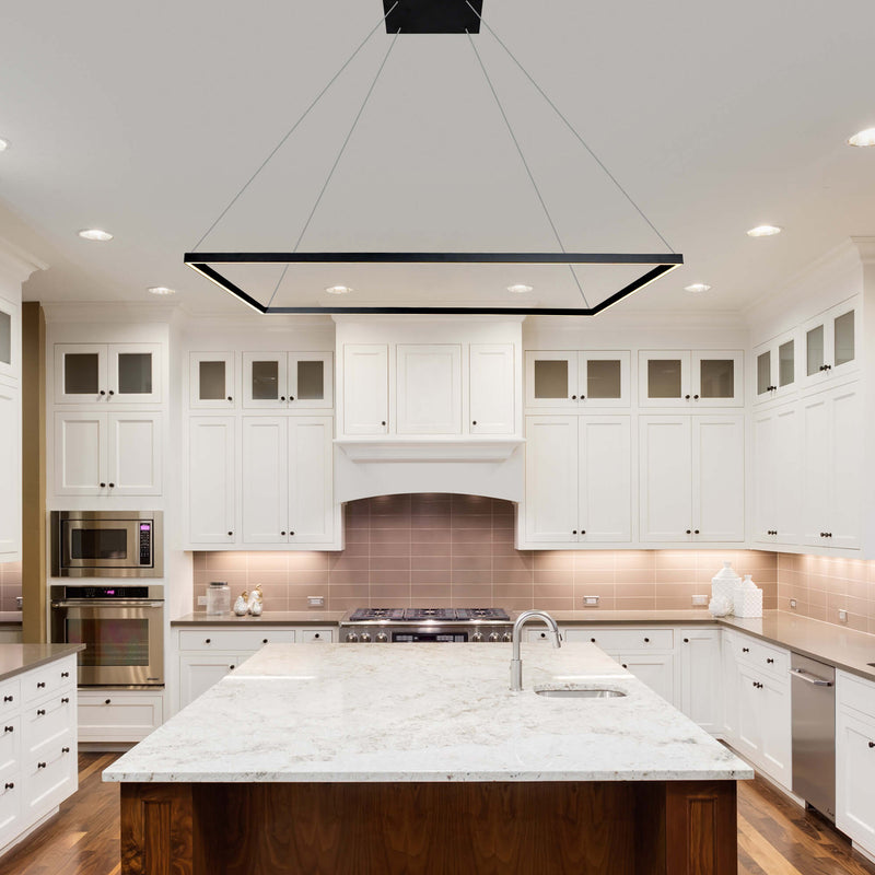VONN Atria VMC35511BL 39" ETL Certified Integrated LED Square Chandelier, Height Adjustable Pendant in Black