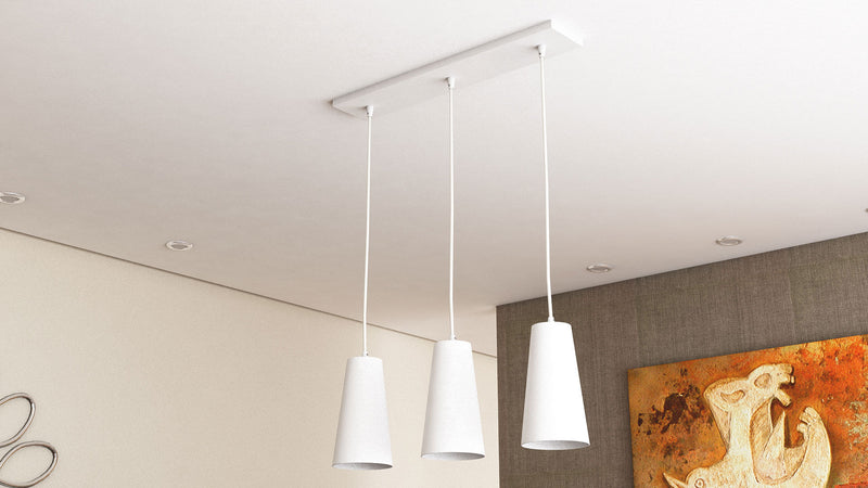 Gatria VMP21523WH 11" x 6" Triple LED ETL Certified Pendant with White Glass Shades, White