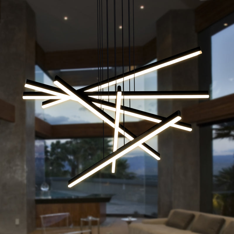 Sirius VMP25060BL 32" Integrated LED ETL Certified Pendant, Height Adjustable Chandelier in Black