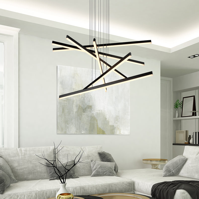 Sirius VMP25060BL 32" Integrated LED ETL Certified Pendant, Height Adjustable Chandelier in Black