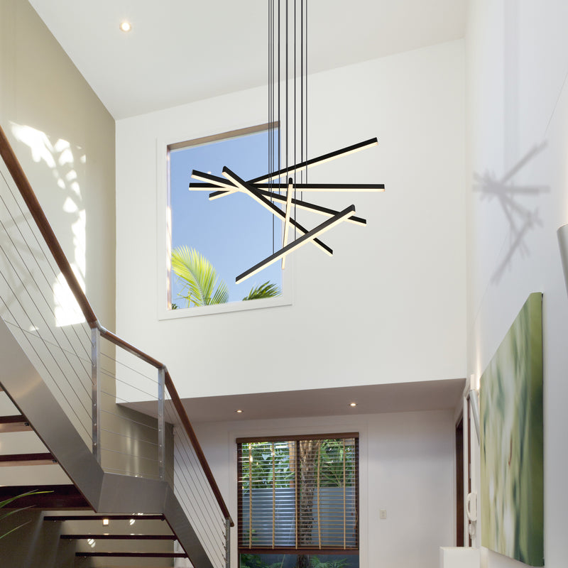 Sirius VMP25060BL 32" Integrated LED ETL Certified Pendant, Height Adjustable Chandelier in Black
