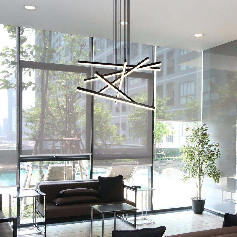 Sirius VMP25060BL 32" Integrated LED ETL Certified Pendant, Height Adjustable Chandelier in Black