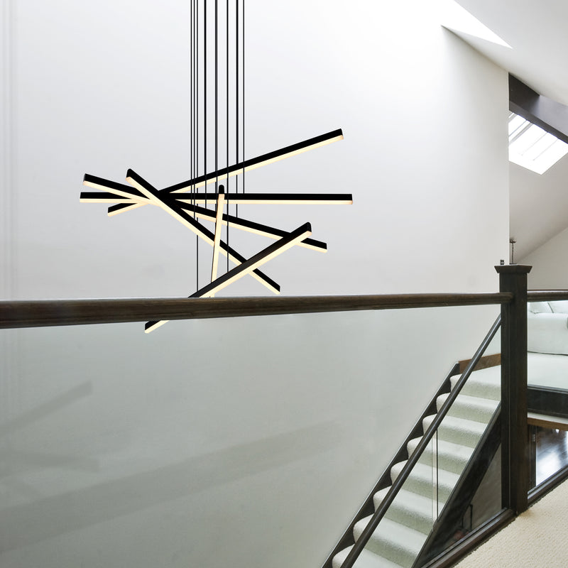 Sirius VMP25060BL 32" Integrated LED ETL Certified Pendant, Height Adjustable Chandelier in Black
