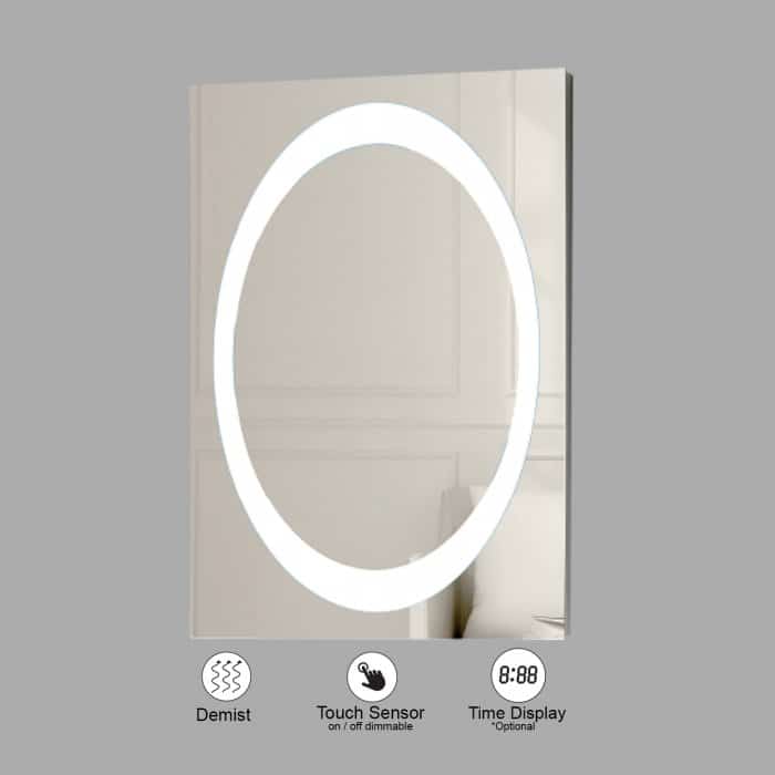 VONN VMRH0230 LED Bath Mirror in Silver, Rectangle 24"W x 30"H