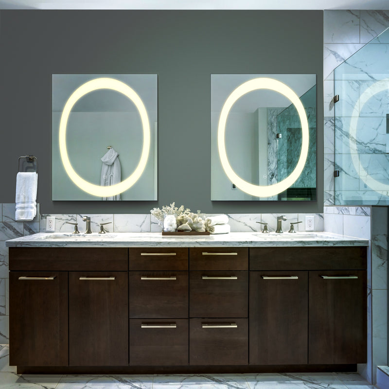 VONN VMRH0230 LED Bath Mirror in Silver, Rectangle 24"W x 30"H