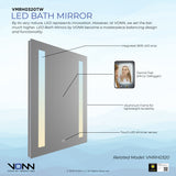 VONN VMRH0320TW Tunable White LED Bath Mirror in Silver, Rectangle 24"W x 30"H or 30"W x 36"H