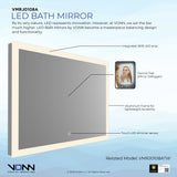 VONN VMRJ0108A LED Bath Mirror in Silver, Rectangle 36"W x 24"H