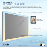VONN VMRJ0108ATW Tunable White LED Bath Mirror in Silver, Rectangle 36"W x 24"H